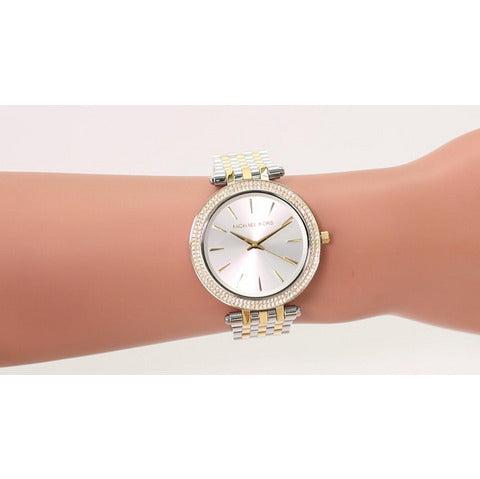  Shop Authentic Michael Kors Darci Silver Dial Two Tone Stainless Steel Strap Watch for Women - MK3203 - Luxxuri