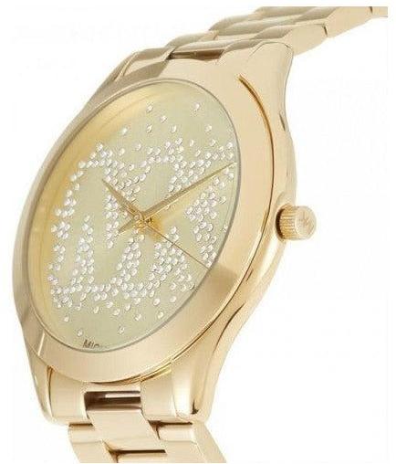  Shop Authentic Michael Kors Slim Runway Gold Dial Gold Steel Strap Watch for Women - MK3590 - Luxxuri