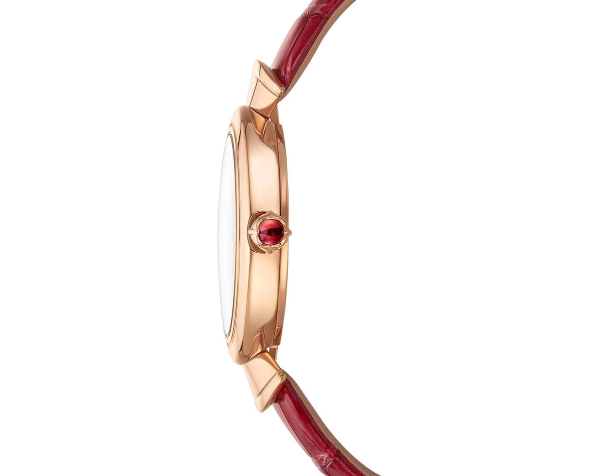  Shop Authentic Bvlgari Divas Dream Diamonds Mother of Pearl Dial Red Leather Strap Watch for Women - DREAM102840 - Luxxuri