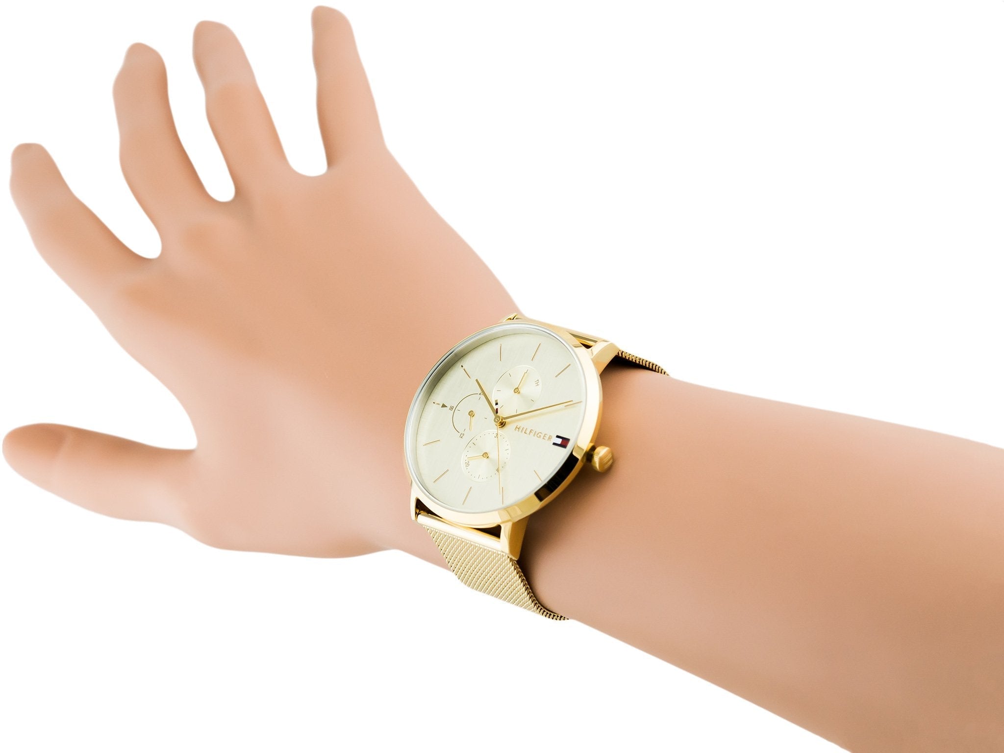  Shop Authentic Tommy Hilfiger Jenna Quartz White Dial Gold Mesh Bracelet Watch For Women - 1781943 - Luxxuri