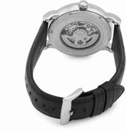  Shop Authentic Emporio Armani Meccanico Silver Skeleton Dial Black Leather Watch For Men - AR1997 - Luxxuri