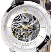  Shop Authentic Maserati Ingegno Automatic Black Skeleton Dial Black Leather Strap Watch For Men - R8821119002 - Luxxuri