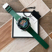  Shop Authentic Gucci Dive Tiger Green Dial Green Rubber Strap Watch For Men - YA136316 - Luxxuri