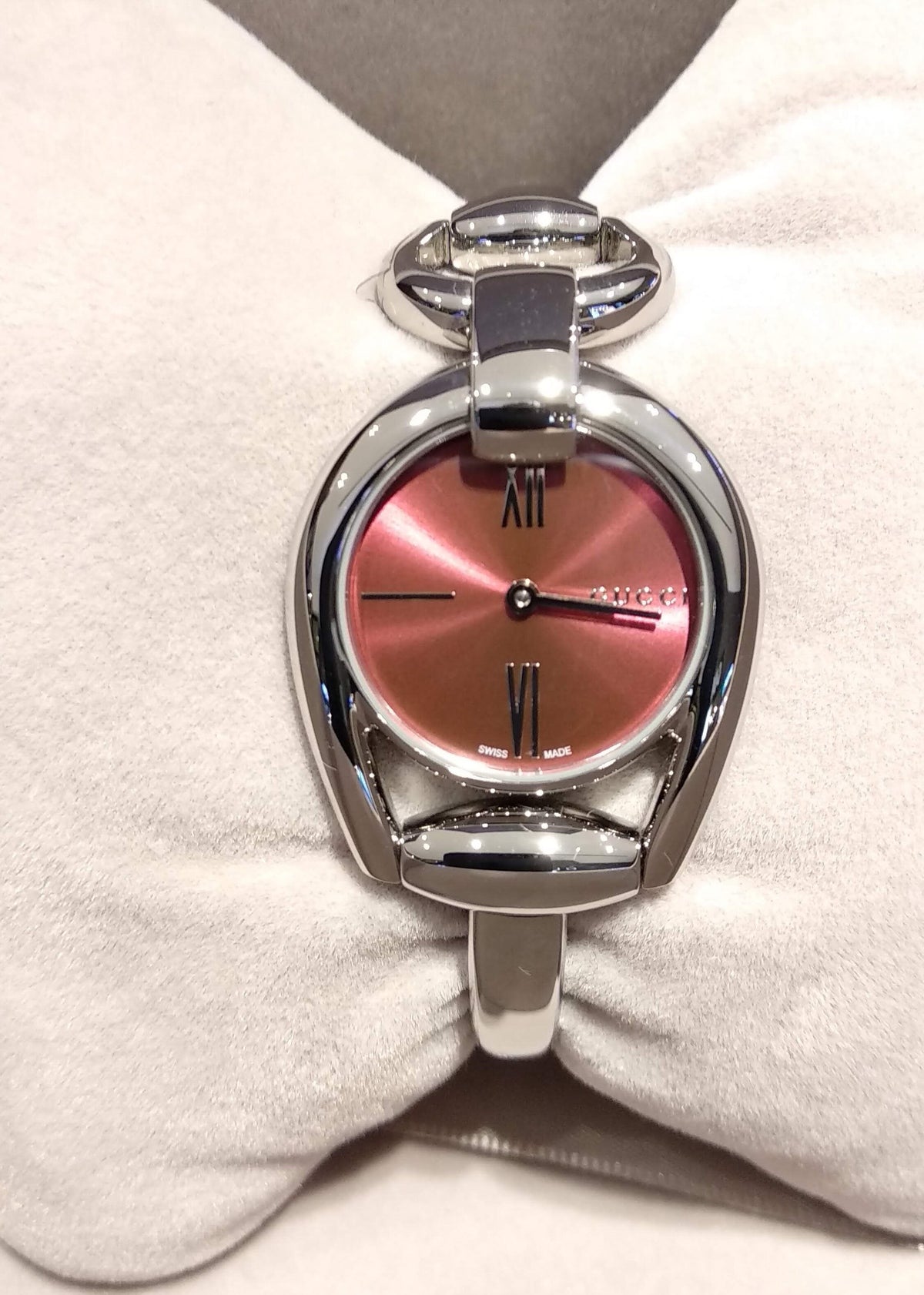  Shop Authentic Gucci Horsebit Quartz Red Dial Silver Steel Strap Watch For Women - YA139502 - Luxxuri