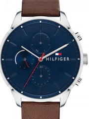  Shop Authentic Tommy Hilfiger Chase Chronograph Grey Dial Brown Leather Strap Watch For Men - 1791487 - Luxxuri