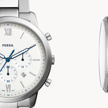  Shop Authentic Fossil Neutra Chronograph White Dial Silver Steel Strap Watch for Men - FS5433 - Luxxuri