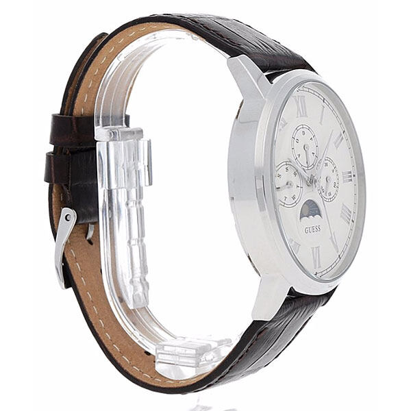  Shop Authentic Guess Delancy Quartz White Dial Brown Leather Strap Watch For Men - W0870G1 - Luxxuri