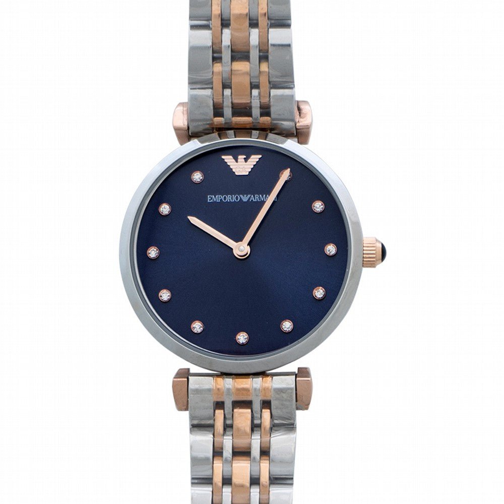  Shop Authentic Emporio Armani Gianni T Bar Crystal Blue Dial Two Tone Steel Strap Watch For Women - AR11092 - Luxxuri