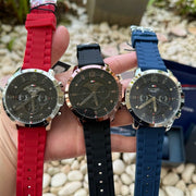  Shop Authentic Tommy Hilfiger Luca Chronograph Black Dial Black Rubber Strap Watch For Men - 1710491 - Luxxuri