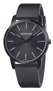  Shop Authentic Calvin Klein City Quartz Black Dial Black Leather Strap Watch for Men - K2G2G4CX - Luxxuri