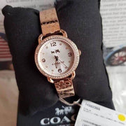Coach Delancey Silver Dial Rose Gold Steel Strap Watch for Women - 14502355