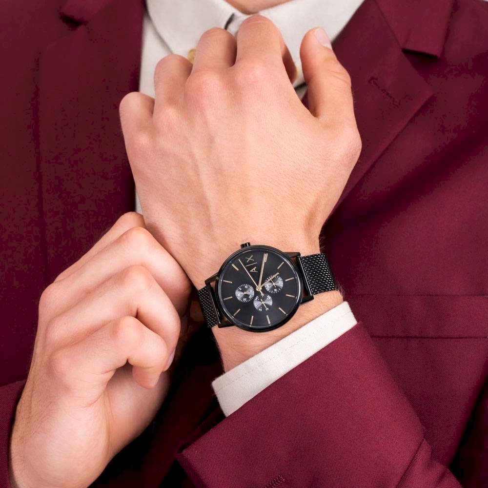  Shop Authentic Armani Exchange Cayde Chronograph Black Dial Black Mesh Strap Watch For Men - AX2716 - Luxxuri