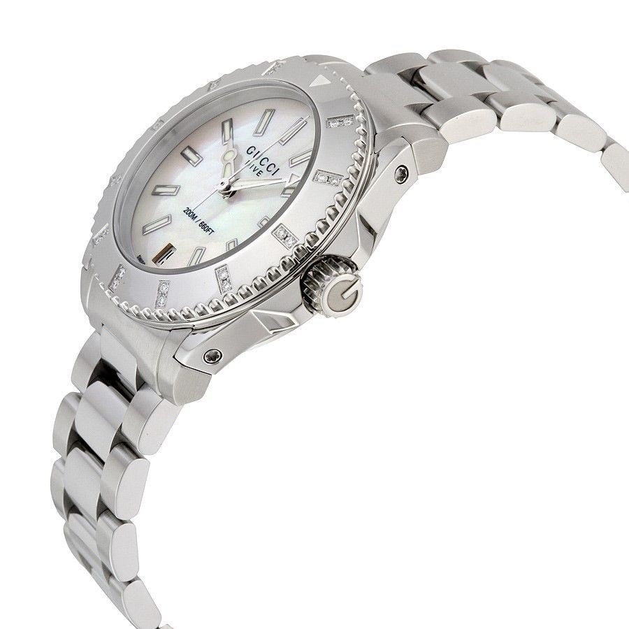  Shop Authentic Gucci Dive Quartz White Dial Stainless Steel Unisex Watch - YA136402 - Luxxuri
