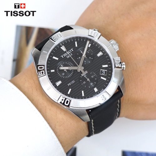  Shop Authentic Tissot PR 100 Sport Quartz Chronograph Black Dial Black Leather Strap Watch For Men - T101.617.16.051.00 - Luxxuri