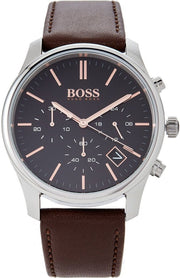  Shop Authentic Hugo Boss Time One Black Dial Brown Leather Strap Watch for Men - 1513448 - Luxxuri