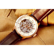  Shop Authentic Fossil Townsman Automatic Skeleton White Dial Brown Leather Strap Watch for Men - ME3078 - Luxxuri
