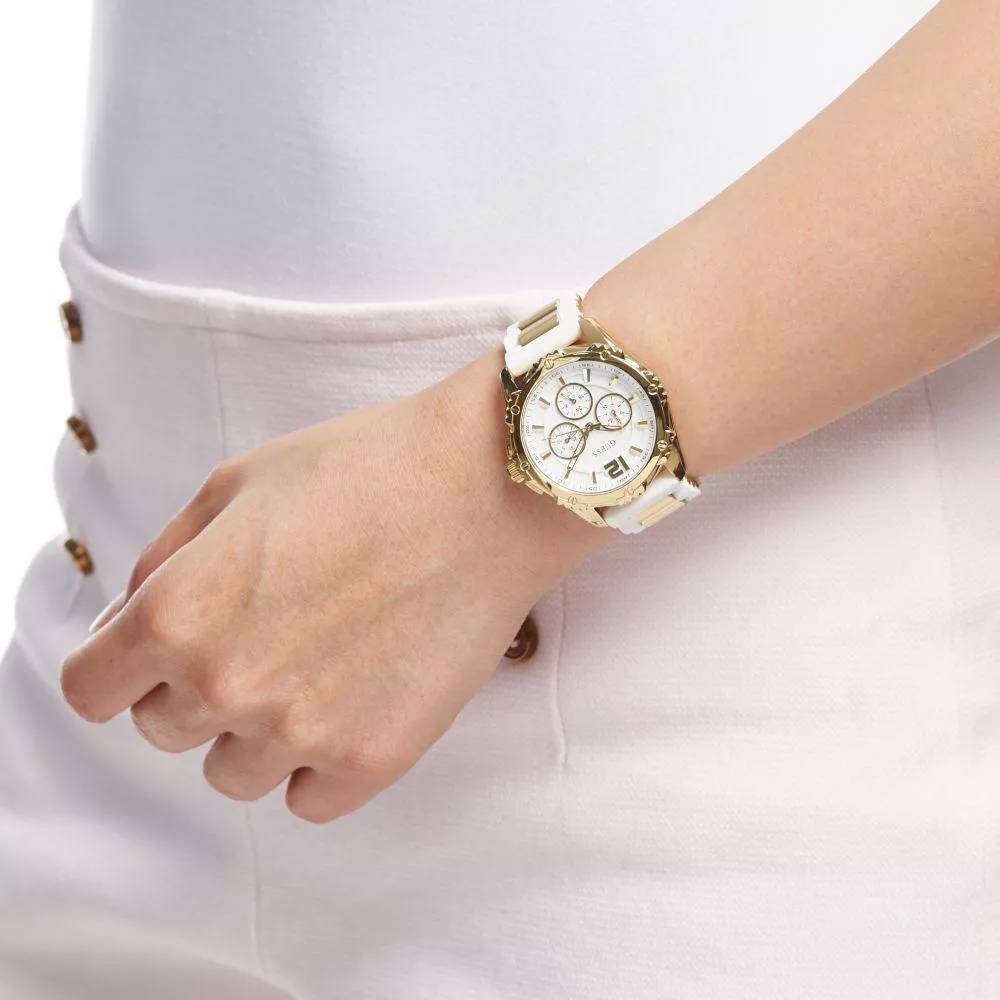  Shop Authentic Guess Intrepid White Dial Two Tone Silicone Strap Watch For Women - W0325L2 - Luxxuri