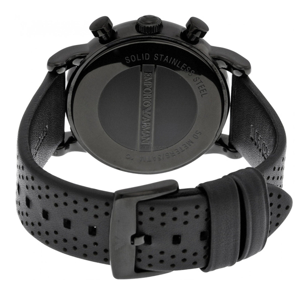  Shop Authentic Emporio Armani Luigi Chronograph Black Dial Black Leather Strap Watch For Men - AR1737 - Luxxuri
