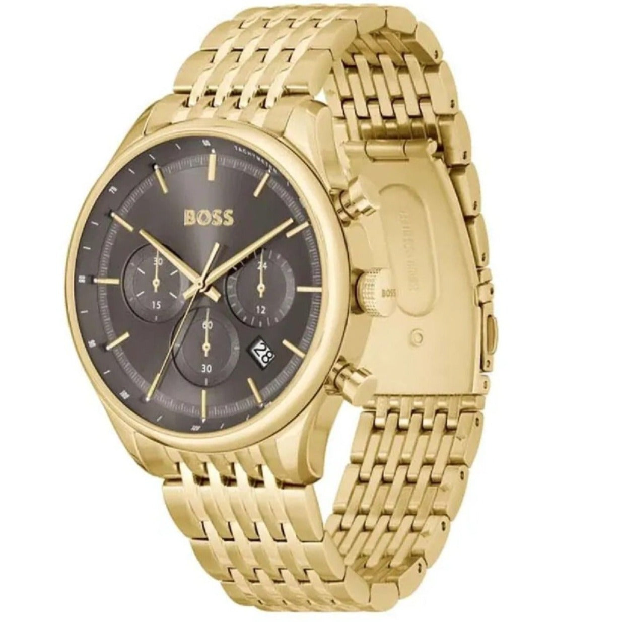  Shop Authentic Hugo Boss Gregor Chronograph Brown Dial Gold Steel Strap Watch For Men - 1514051 - Luxxuri