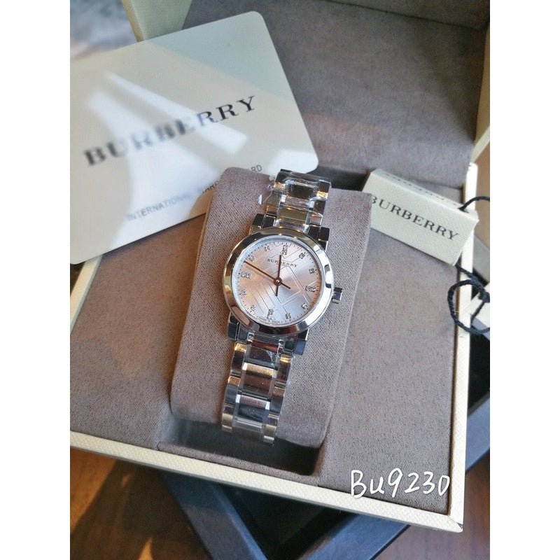 Shop Authentic Burberry The City Silver Diamonds Dial Silver Steel Strap Watch for Women - BU9230 - Luxxuri