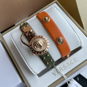  Shop Authentic Versace Medusa Lock Icon Quartz Beige Dial Green Leather Strap Watch for Women - VEDW00519 - Luxxuri