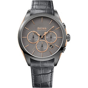  Shop Authentic Hugo Boss Onyx Grey Dial Black Leather Strap Watch for Men - 1513366 - Luxxuri