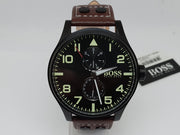  Shop Authentic Hugo Boss Aeroliner Maxx Black Dial Brown Leather Strap Watch For Men - 1513079 - Luxxuri