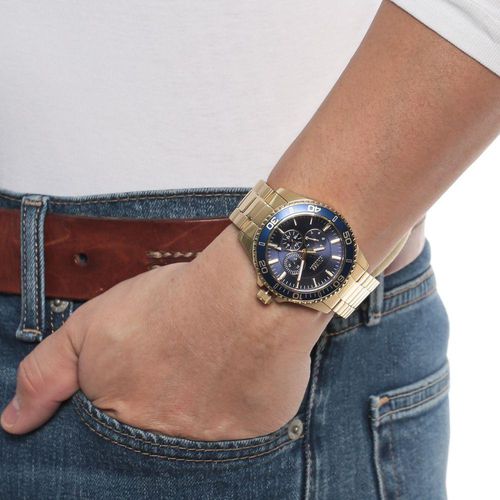  Shop Authentic Guess Chaser Multifunction Blue Dial Gold Steel Strap Watch for Men - W0172G5 - Luxxuri