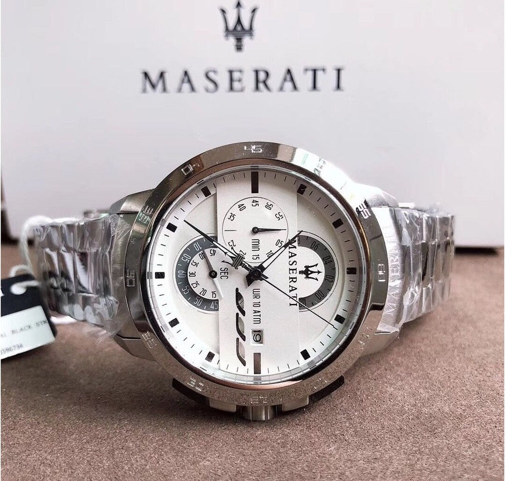  Shop Authentic Maserati Ingegno Chronograph White Dial Silver Steel Strap Watch For Men - R8873619004 - Luxxuri