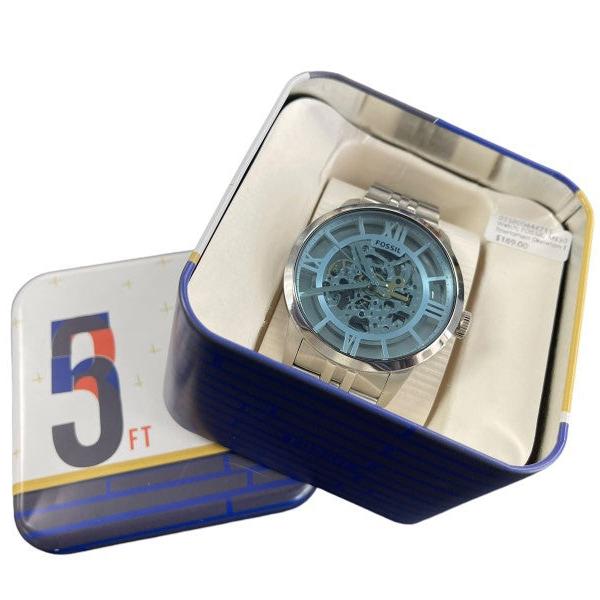  Shop Authentic Fossil Townsman Automatic Skeleton Blue Dial Silver Steel Strap Watch for Men - ME3073 - Luxxuri