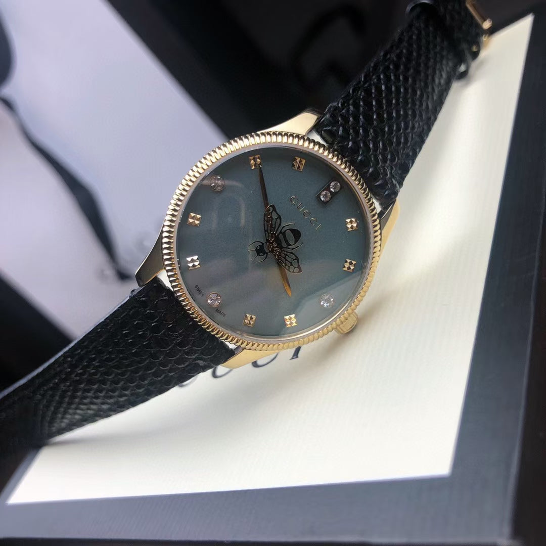  Shop Authentic Gucci G Timeless Quartz Blue Dial Black Leather Strap Watch For Men - YA1265018 - Luxxuri