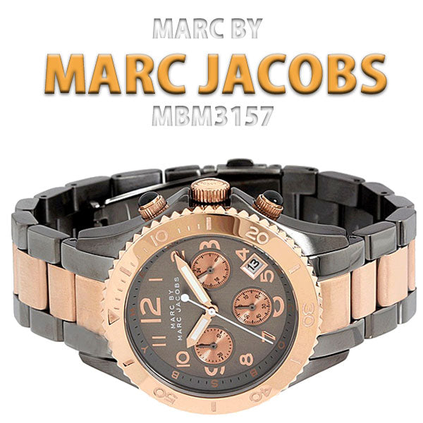  Shop Authentic Marc Jacobs Marc Chronograph Grey Dial Two Tone Steel Strap Watch for Men - MBM3157 - Luxxuri