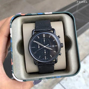  Shop Authentic Fossil Commuter Black Dial Black Leather Strap Watch for for Men - FS5504 - Luxxuri
