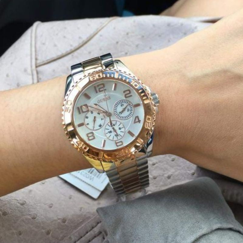  Shop Authentic Guess BFF Multifunction Silver Dial Two Tone Steel Strap Watch for Women - W0231L5 - Luxxuri