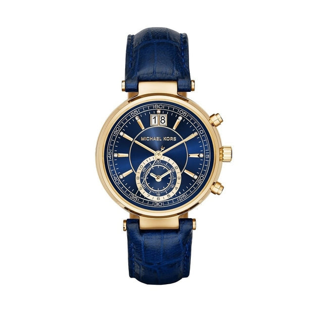  Shop Authentic Michael Kors Sawyer Blue Dial Blue Leather Strap Watch for Women - MK2425 - Luxxuri