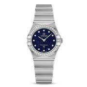  Shop Authentic Omega Constellation Manhattan Quartz Diamonds Blue Dial Silver Steel Strap Watch for Women - 131.15.25.60.53.001 - Luxxuri