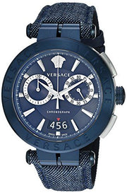  Shop Authentic Versace Aion Chronograph Blue Dial Blue Leather Strap Watch for Men - VBR070017 - Luxxuri