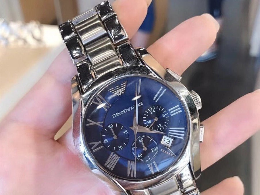  Shop Authentic Emporio Armani Classic Blue Dial Silver Steel Strap Watch For Men - AR1635 - Luxxuri