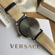  Shop Authentic Versace Menifesto Quartz Blue Dial Blue Leather Strap Watch For Men - VBQ01017 - Luxxuri