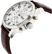  Shop Authentic Hugo Boss Aeroliner Chronoraph White Dial Brown Leather Strap Watch For Men - HB1512447 - Luxxuri