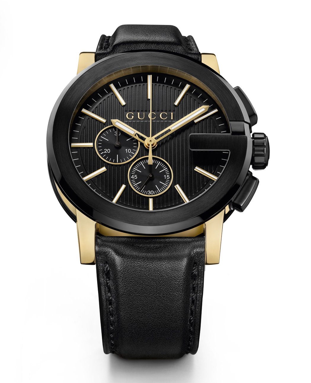  Shop Authentic Gucci G Chrono Black Dial Black Leather Strap Watch For Men - YA101203 - Luxxuri