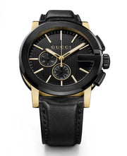  Shop Authentic Gucci G Chrono Black Dial Black Leather Strap Watch For Men - YA101203 - Luxxuri