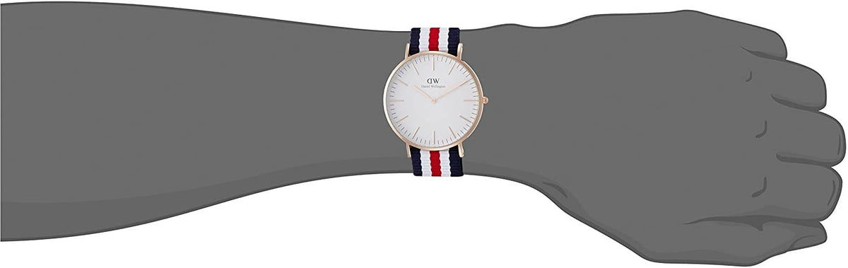  Shop Authentic Daniel Wellington Classic Canterbury White Dial Two Tone Nylon Strap Watch For Men - DW00100002 - Luxxuri