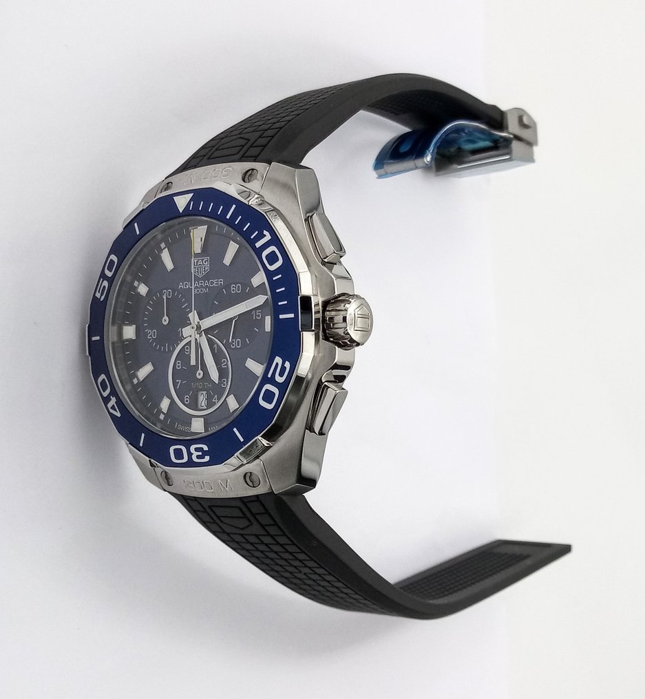  Shop Authentic Tag Heuer Aquaracer Chronograph Blue Dial Black Rubber Strap Watch for Men - CAY111B.FT6041 - Luxxuri
