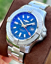  Shop Authentic Breitling Avenger Automatic GMT 45 Blue Dial Silver Steel Strap Watch for Men - A32395101C1A1 - Luxxuri