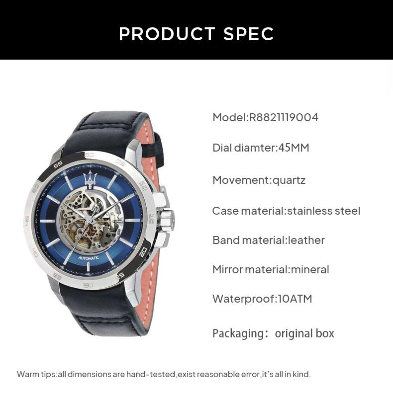  Shop Authentic Maserati Ingegno Automatic Blue Skeleton Dial Black Leather Strap Watch For Men - R8821119004 - Luxxuri
