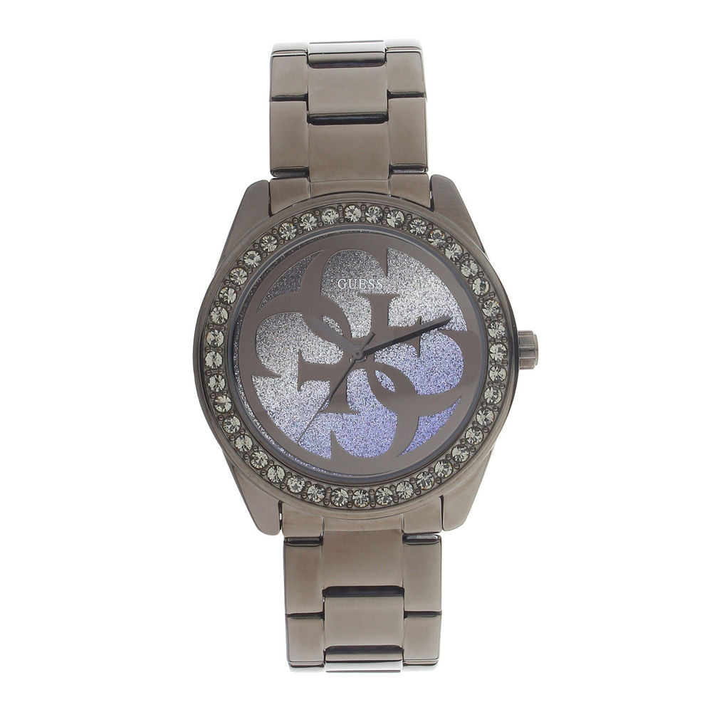  Shop Authentic Guess G Twist Diamonds Purple Dial Black Steel Strap Watch For Women - W1201L4 - Luxxuri