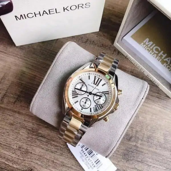  Shop Authentic Michael Kors Bradshaw Chronograph Silver Dial Two Tone Steel Strap Watch For Women - MK5912 - Luxxuri
