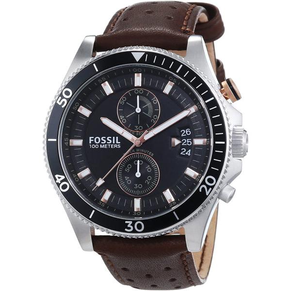  Shop Authentic Fossil Wakefield Black Dial Brown Leather Strap Watch for Men - CH2944 - Luxxuri