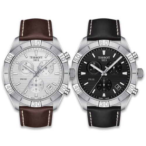  Shop Authentic Tissot PR 100 Sport Quartz Chronograph Silver Dial Brown Leather Strap Watch For Men - T101.617.16.031.00 - Luxxuri